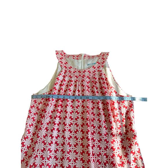 J. McLaughlin Nautical Yacht Pink White Printed Coastal Linen Dress Size 12 - Picture 8 of 9